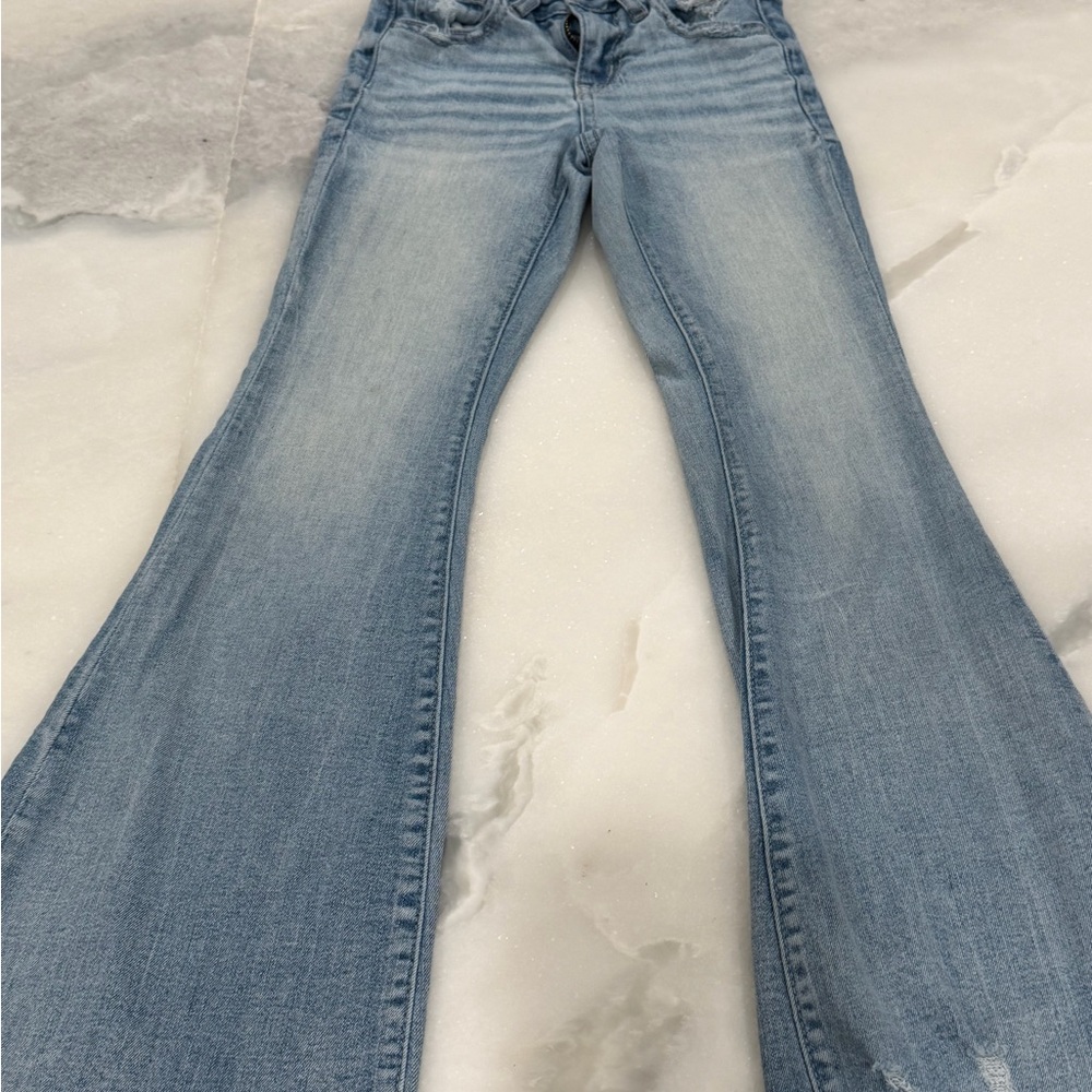 BKE Youth Bootcut Jeans Girls Size 8 Distressed Light Wash Denim